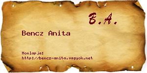 Bencz Anita névjegykártya